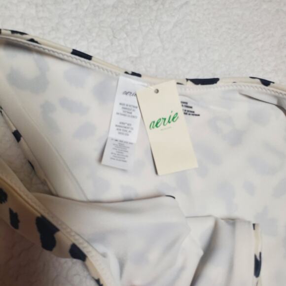 Aerie Cheekier High Waist Leopard Print Bikini Bottoms Cheeky NEW Medium White - Picture 3 of 8
